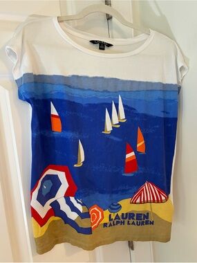 Ralph Lauren White Crewneck Tee with Black Label